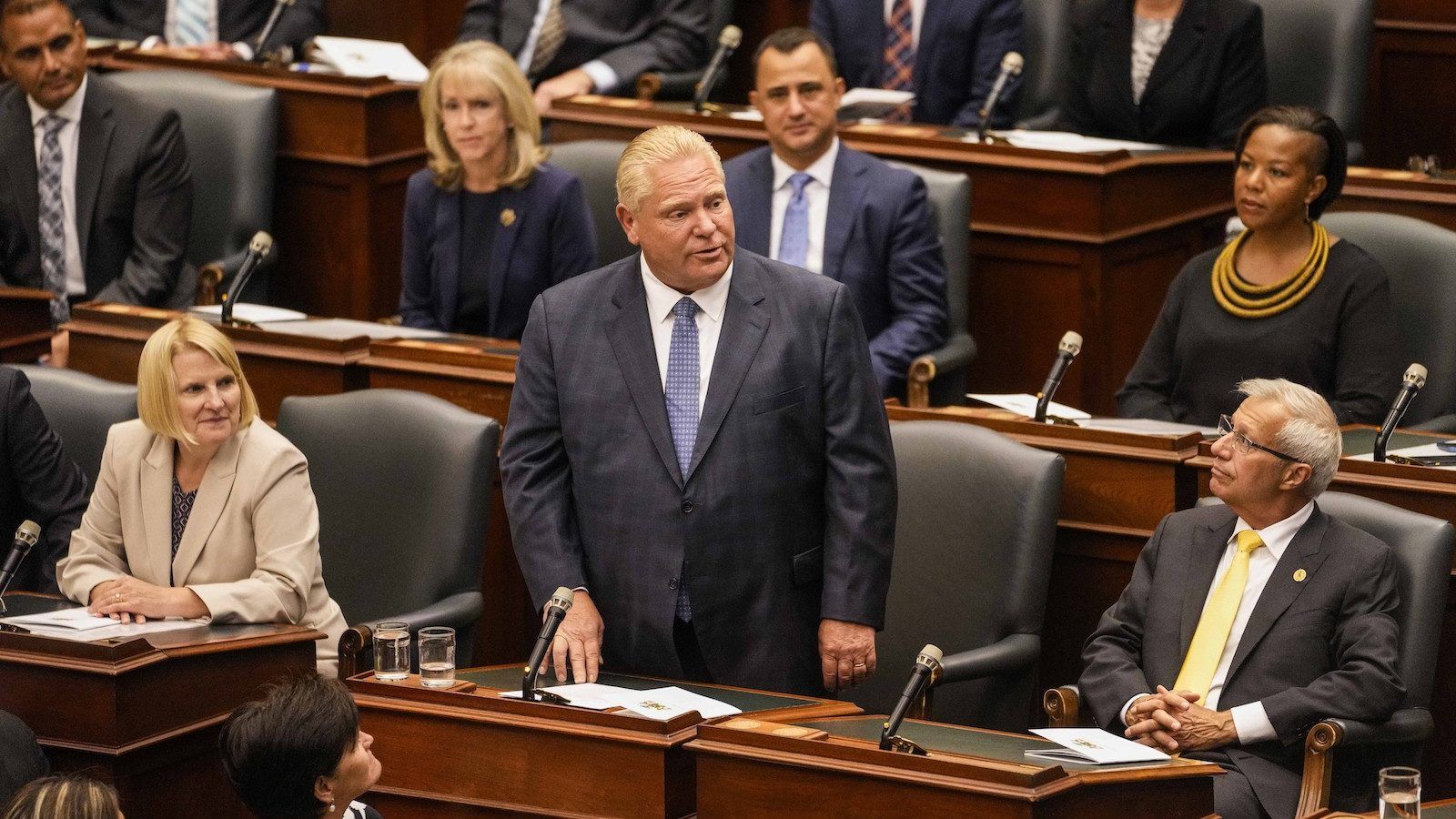 Doug Ford speaks after Lt.-Gov. Elizabeth Dowdeswell delivered her Speech from the Throne at Queen's Park in Toronto, on Tuesday, August 9, 2022. The premier has acknowledged that more can be done to ease health system pressures in Ontario. THE CANADIAN PRESS/Andrew Lahodynskyj