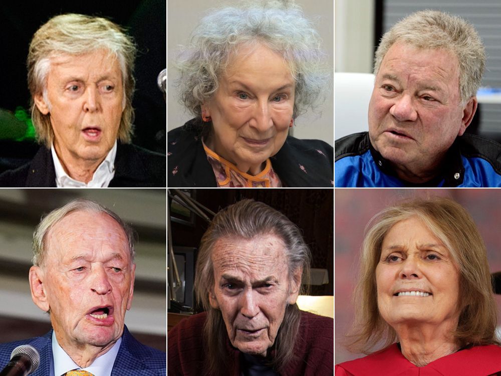 some prominent people who are still active in their 80s, or older: paul mccartney, margaret atwood, william shatner, jean chretien, gordon lightfoot and gloria steinem.