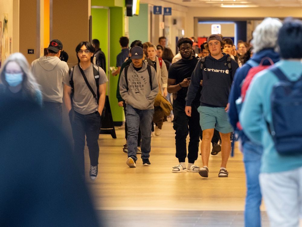 students walk throughout the university of regina on friday, september 9, 2022 in regina.