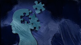 graphic abstract head and puzzle pieces background