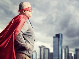 senior man with red cape