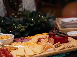 a cheese board, set out for the holidays, can be part of a healthy diet