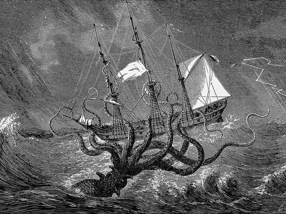 "kraken of the imagination" by john gibson, 1887. this is not what the omicron subvariant looks like.