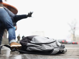 Person get injury after falling on slippery ground in winter season