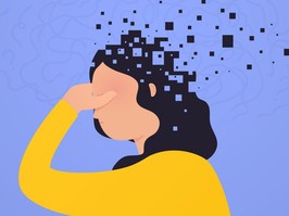 illustration of woman with brain disappearing