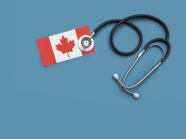 image of Canadian flag and stethoscope