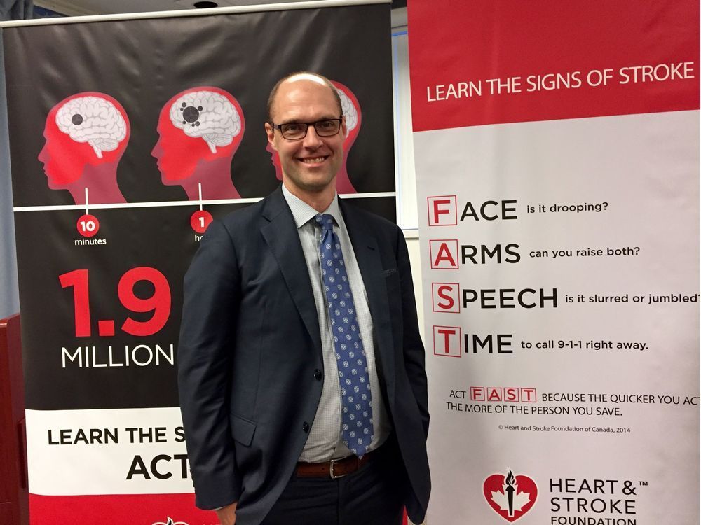 Neurosurgeon Dr. Mike Kelly seen here at the launch of Saskatchewan Acute Stroke Pathways feels there are ways to encourage surgeons and other health professionals to stay at home.
