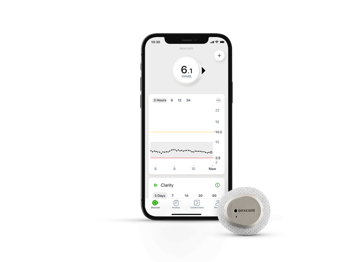  Dexcom G7 connects to an app in your smartphone, providing real-time updates and alerts. SUPPLIED