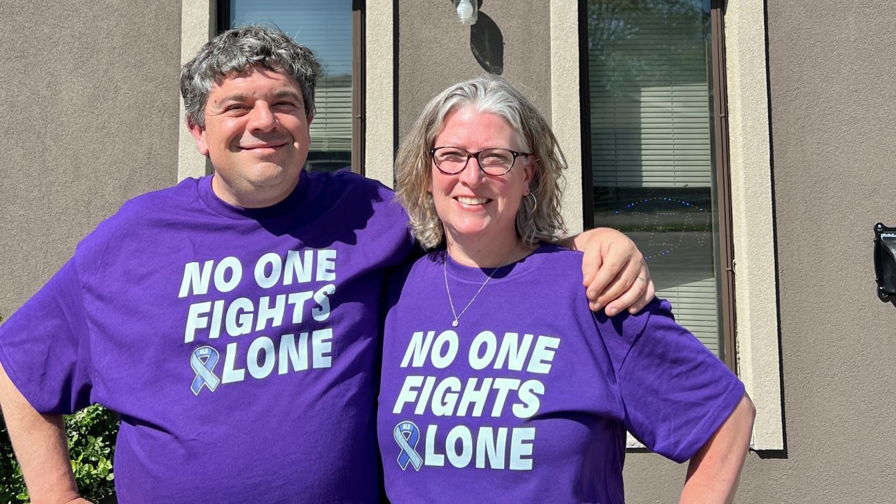 Dave Dodds, left, has discussed his ALS diagnosis with his wife Tracey, right, but has yet to have an in-depth conversation about it with his kids. 