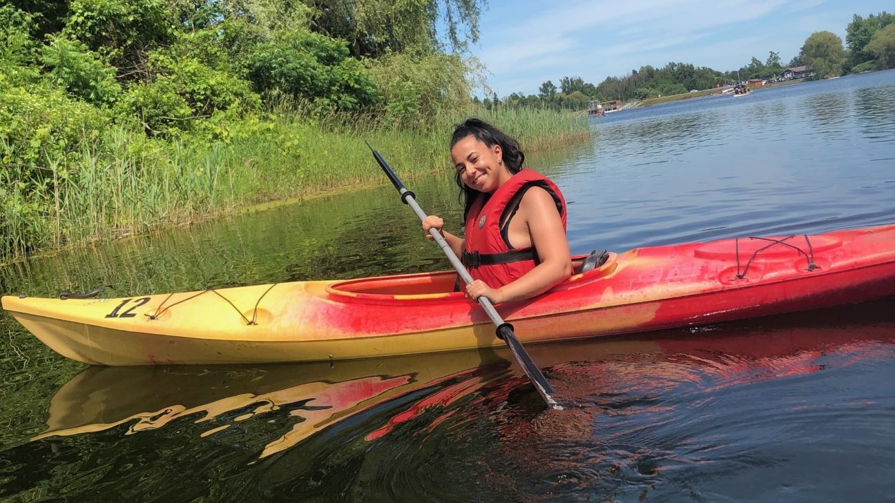 Michelle Anderson does some personal journaling and makes the most of physical stress outlets, like weightlifting, kayaking and hiking.