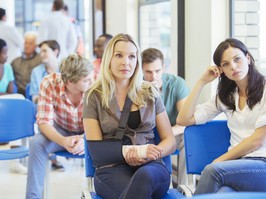 Women sitting in hospital waiting room