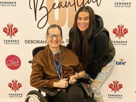 Mother and daughter posing for a photo at a red carpet event - Shawnee Kish and Lynne Sherry.