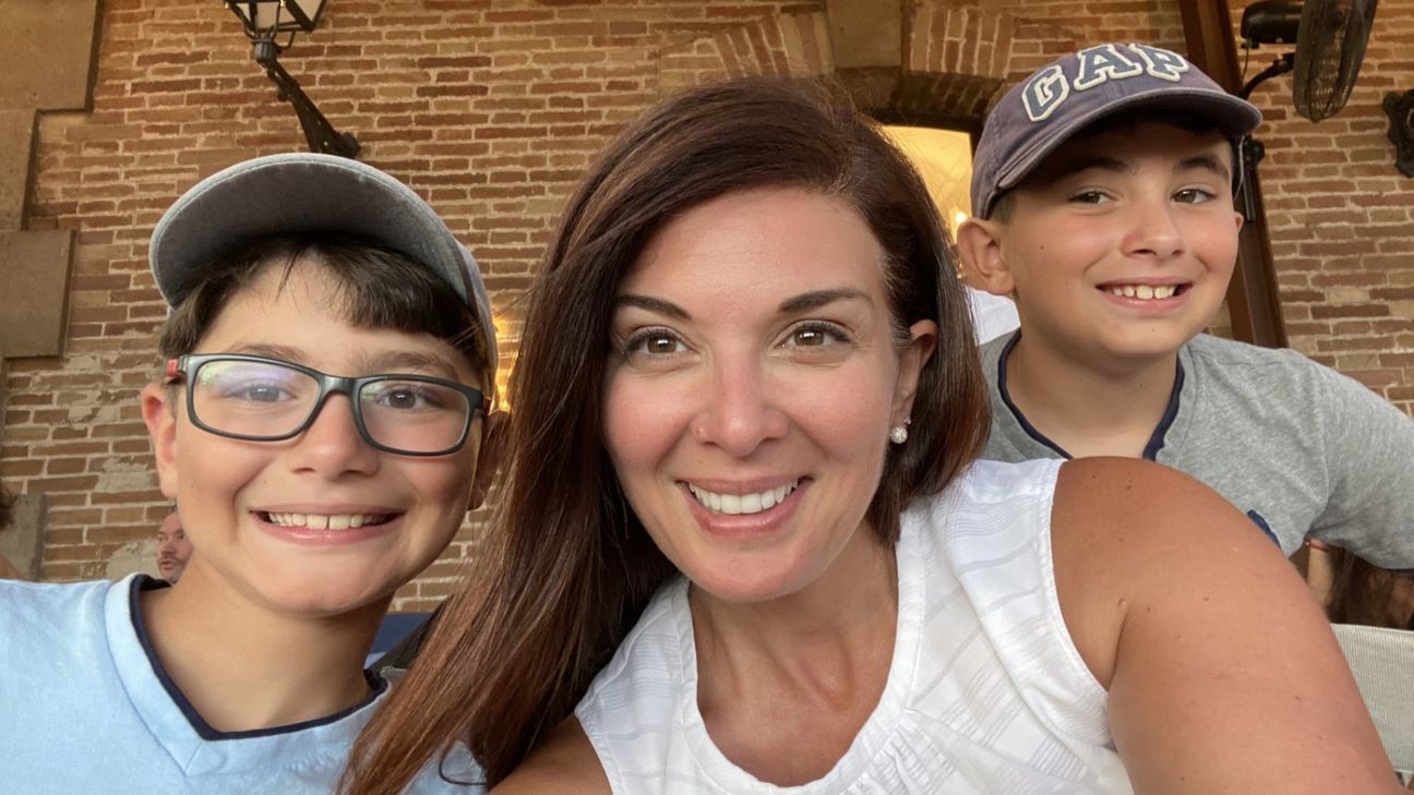 Natacha Raphael, centre, with her two sons Andrew and Adam, 10. Andrew, left, was diagnosed with autism spectrum disorder when the boys were two years old.