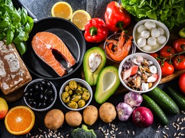 Food products representing the Mediterranean diet which may improve overall health status