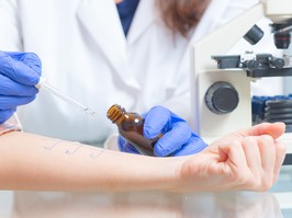 Medical doctor doing allergy tests in laboratory