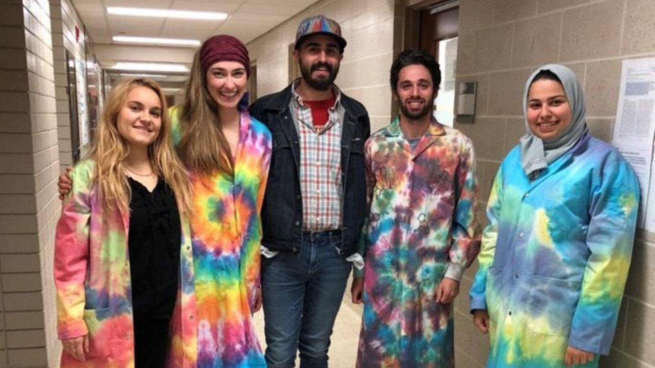 2019 Azrieli Future Leader in Canadian Brain Research Dr. Robert Laprairie (centre) and his team are exploring the effects of cannabis use on brain health.