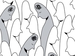 Crowd of people with depression, hand drawn outline vector.