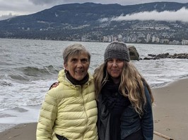 Kim Babcock, and her mother Ruth, on a beach.
