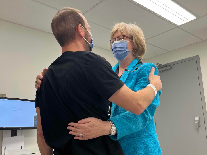  connor and his oncologist, dr. jennifer knox.