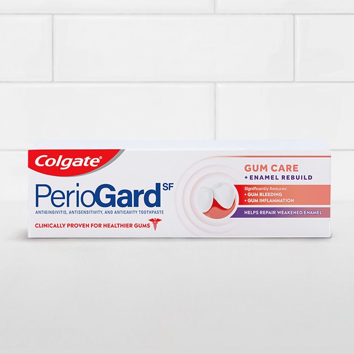  colgate periogardsf gum care + enamel rebuild toothpaste significantly reduces gum bleeding and inflammation and fights the bacteria that can cause early gum disease. colgate