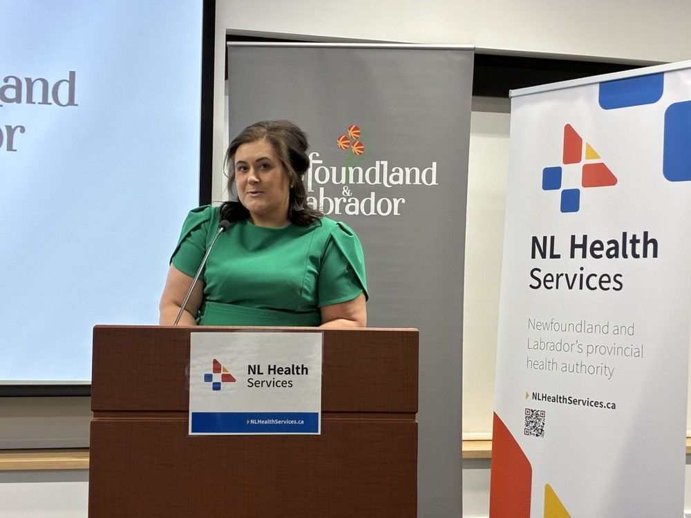 krista lynn howell, minister of health and community services, lays out the health human resource plan during a may 29, 2025 announcement.