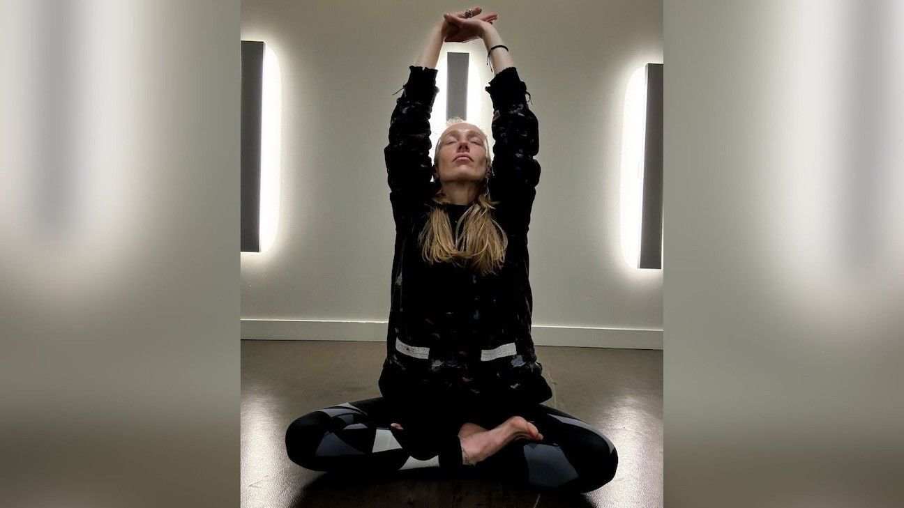 Woman in a yoga and meditation pose.