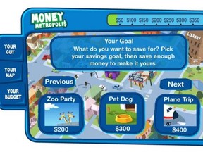 Money Metropolis screen shot - choosing a saving goal