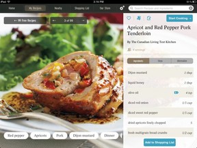 The On the Table food app features 100 recipes from Canadian Living