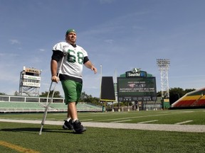 Dominic Picard was sidelined Monday with a "lower body injury" (Don Healy/Leader-Post)