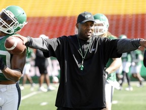 Head coach Corey Chamblin is a busy guy during Riders' practices (Don Healy/Leader-Post)