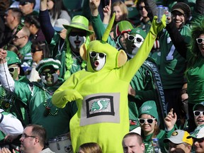 The Riders fans were in fine form for Saturday's 37-20 loss to the Eskimos at Commonwealth Stadium (THE CANADIAN PRESS/Ian Jackson)