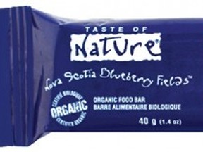 Taste of Nature Nova Scotia Blueberry Fields Organic Bar is going into outer space this week