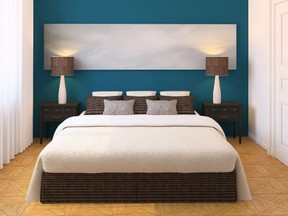 Painting a focal wall in a rich colour – such as CIL’s Lakemont Blue (70BG 11/257) featured on the back wall of this bedroom – adds personality and may draw increased interest from prospects.