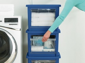 Rubbermaid's new All Access Organizers let you see -- and access -- what's in stacked storage containers. RUBBERMAID photo