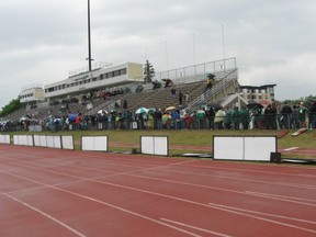 A large crowd was on hand for Saturday's soggy FanFest in Saskatoon (Murray McCormick/Leader-Post)