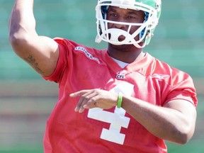 Darian Durant was throwing the ball well on Thursday, but his status still remains in doubt for Sunday's game (Don Healy / Leader-Post)