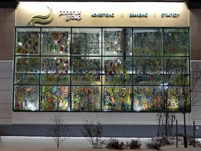 Grey Cup fever is alive and well at  Phoenix Advertizing in Regina Centre Crossing at 1621 Albert St. Check out the Grey Cup-inspired window art created by Regina artist Jason Robins. BRYAN SCHLOSSER/Leader-Post.