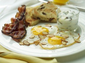 Fried Egg with Toasted Almonds,  Raisin Toast and Maple Butter  ALMOND BOARD OF CALIFORNIA photo