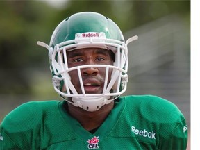 Defensive back Mark LeGree during Rider practice at Griffiths Stadium, Wednesday, June 03, 2015.