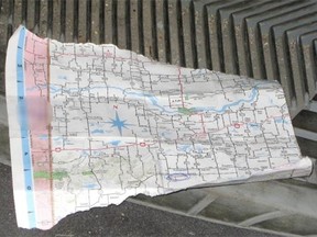 A map found by RCMP in a van following Ronald Charles Learning’s arrest in Salmon Arm, B.C. on Oct. 1, 2011.