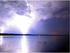 A late night summer lightning storm rolls across the sky on Pasqua Lake in the Qu’Appelle valley north east of Regina in 2014. BRYAN SCHLOSSER/Leader-Post.