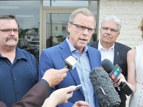 Saskatchewan Premier Brad Wall announced Wednesday morning that the hyperbaric chamber will be moved to the new regional hospital in Moose Jaw. Wall was joined during the announcement by MLAs Greg Lawrence (left) and Warren Michelson.