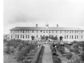 After closing in 1910 the industrial school served as a jail and then a home for delinquents. 
  
 (Saskatchewan Archives photo)(Regina Indian Industrial School opened in 1891 west of Regina)
