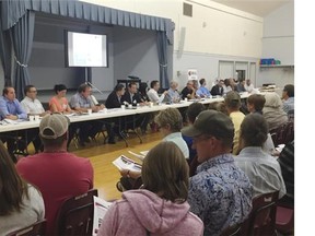 Area residents filled the Earl Grey Community Hall on Thursday evening for the first of Yancoal Canada Resources' three public meetings on the Southey Project, a potash solution mine located in the RMs of Cupar and Longlaketon. (NATHAN LIEWICKI/Leader-Post)