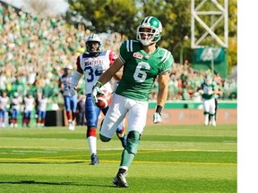 Rob Bagg, 6, and the Roughriders hope to end a long road losing streak tonight in Vancouver against the B.C. Lions (Mark Taylor/The Canadian Press files)
