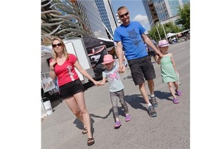 Carmen, Madison, Jeff and Brooklyn Moore (from left) at Pile O Bones BBQ Championship held at City Square Plaza in Regina on Saturday June 13, 2015.