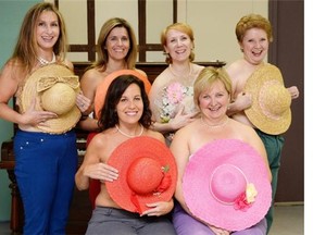 Cast members of Calendar Girls, the latest production from Regina Little Theatre in Regina on Wednesday.