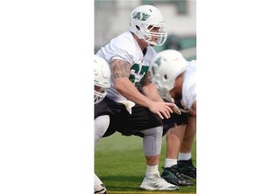 Centre Dan Clark has performed well during his first season as a full-time starter with the Saskatchewan Roughriders (Bryan Schlosser/Leader-Post)