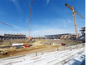 Construction of the new $278-million Mosaic Stadium in Regina helped contribute to a provincial record for building permits of $336 million in July. (DON HEALY/Regina Leader-Post)