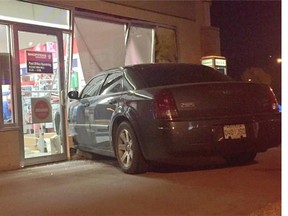 A car crashed into a Shoppers Drug Mart in south Regina on Tuesday evening.